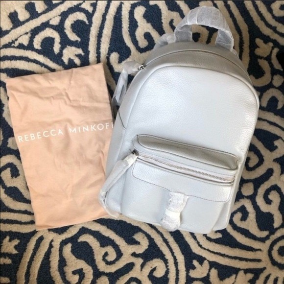 Rebecca Minkoff Mini Mab Leather Backpack Tote Bag, Gray, Designer Luxury, NWT - Picture 13 of 16
